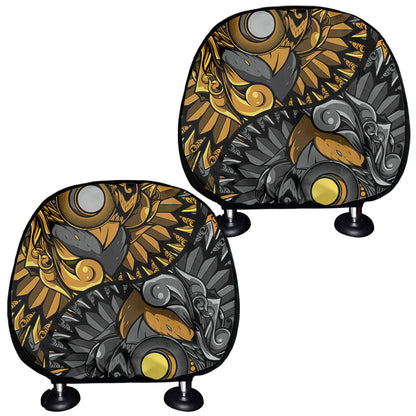 Yin Yang Owl Print Car Headrest Covers