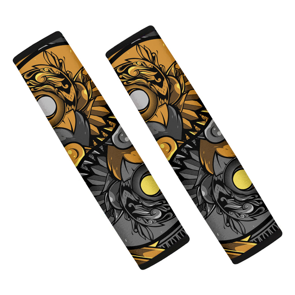 Yin Yang Owl Print Car Seat Belt Covers