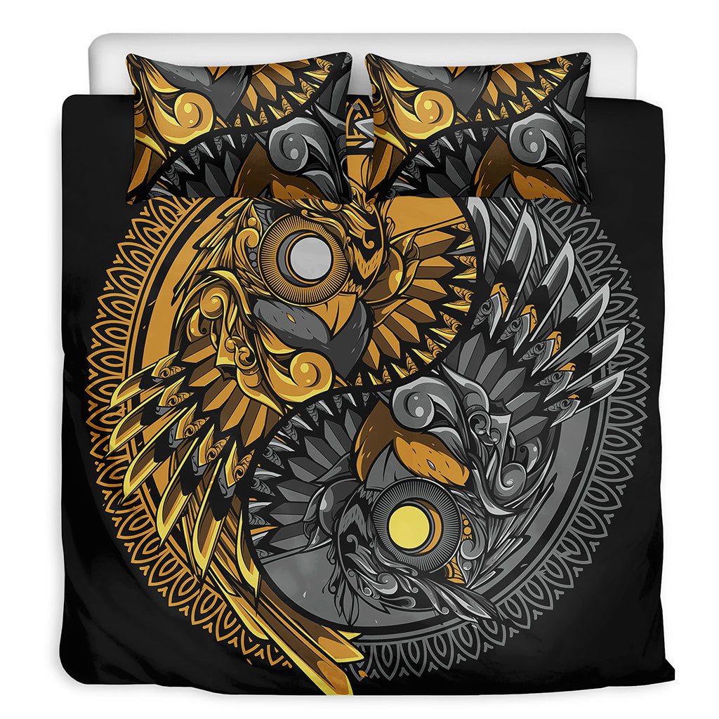 Yin Yang Owl Print Duvet Cover Bedding Set