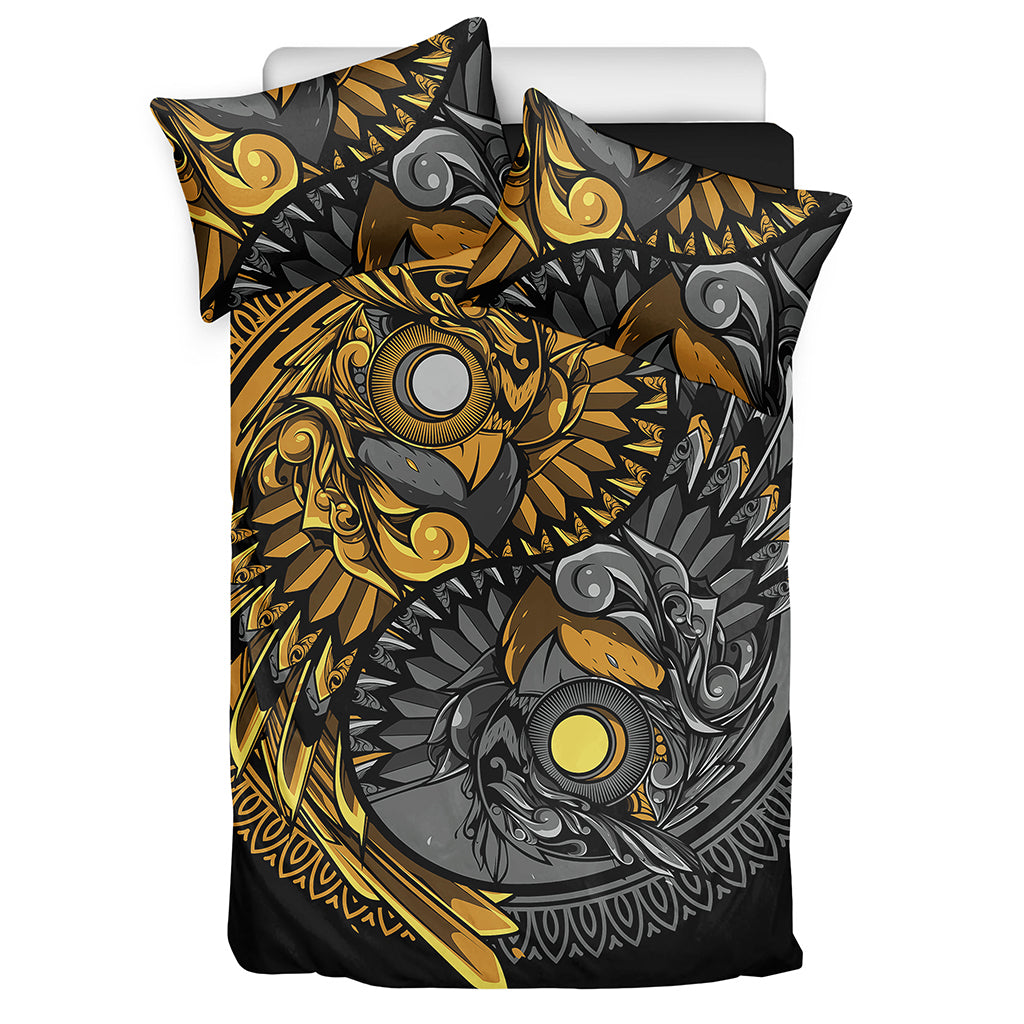 Yin Yang Owl Print Duvet Cover Bedding Set