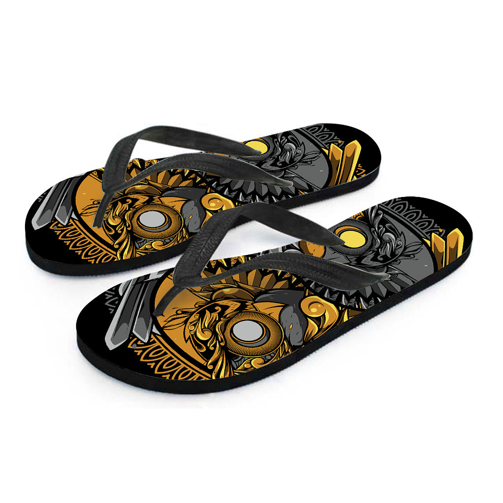 Yin Yang Owl Print Flip Flops