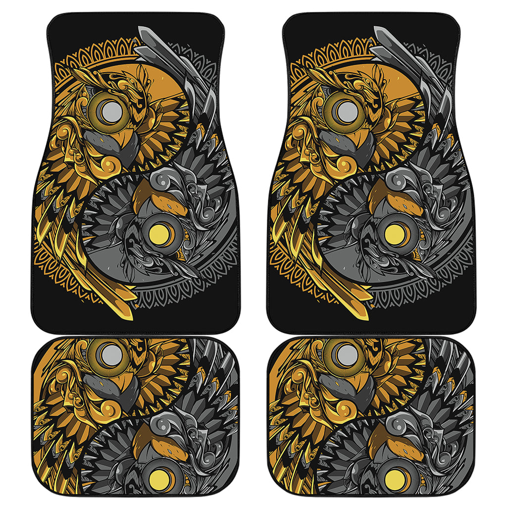 Yin Yang Owl Print Front and Back Car Floor Mats