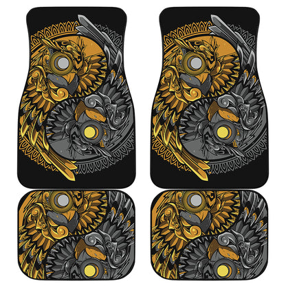 Yin Yang Owl Print Front and Back Car Floor Mats