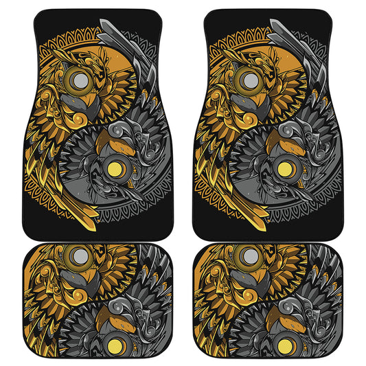 Yin Yang Owl Print Front and Back Car Floor Mats