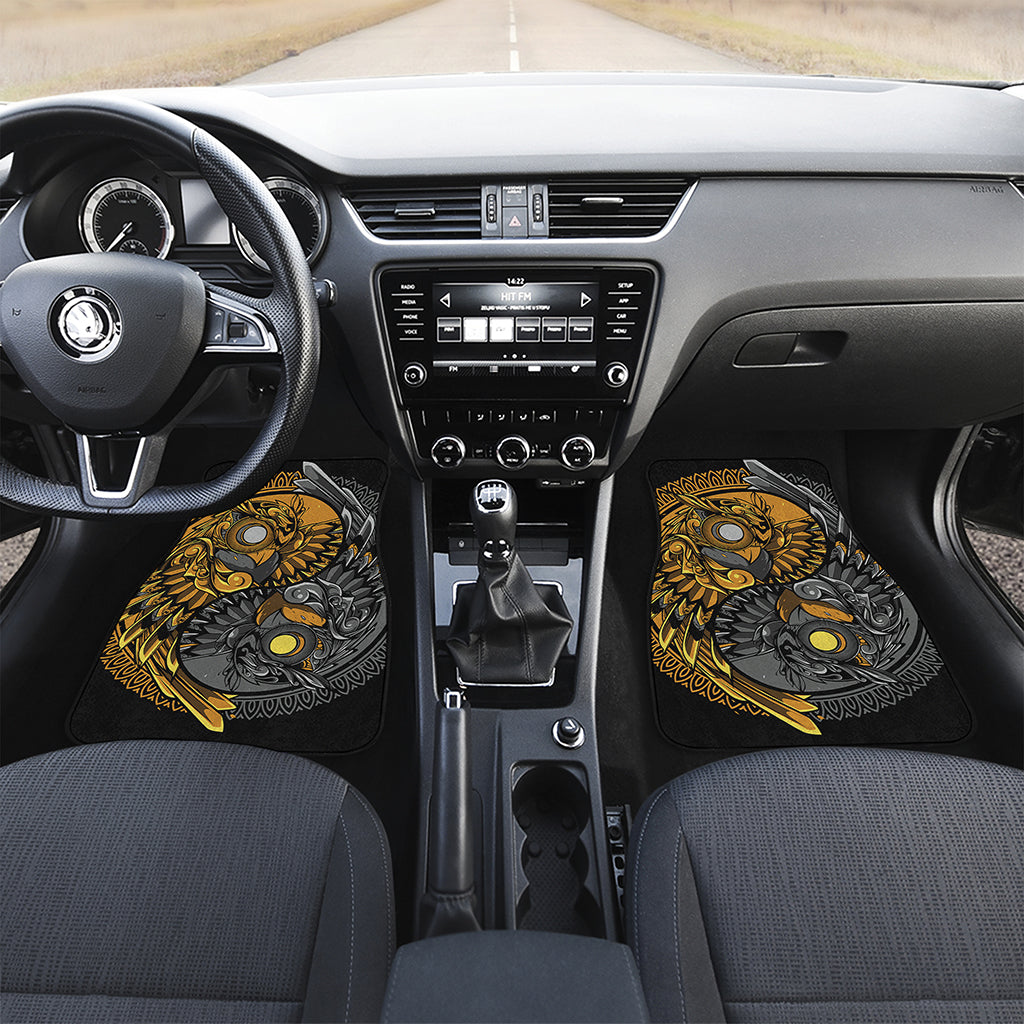 Yin Yang Owl Print Front and Back Car Floor Mats