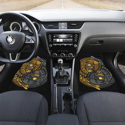 Yin Yang Owl Print Front and Back Car Floor Mats