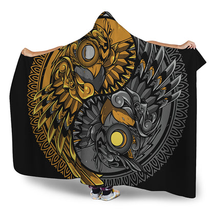 Yin Yang Owl Print Hooded Blanket
