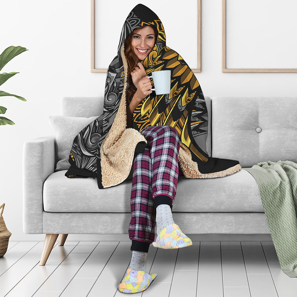 Yin Yang Owl Print Hooded Blanket