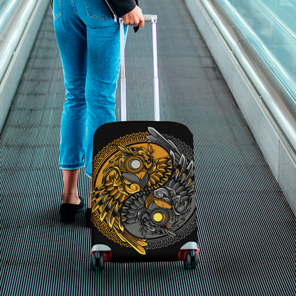 Yin Yang Owl Print Luggage Cover