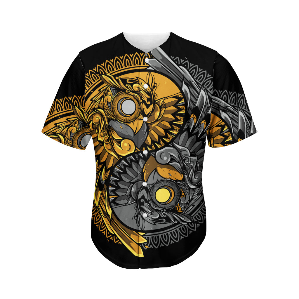 Yin Yang Owl Print Men's Baseball Jersey