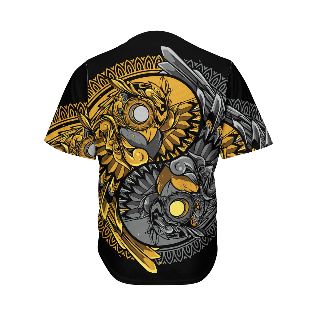 Yin Yang Owl Print Men's Baseball Jersey