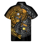 Yin Yang Owl Print Men's Short Sleeve Shirt