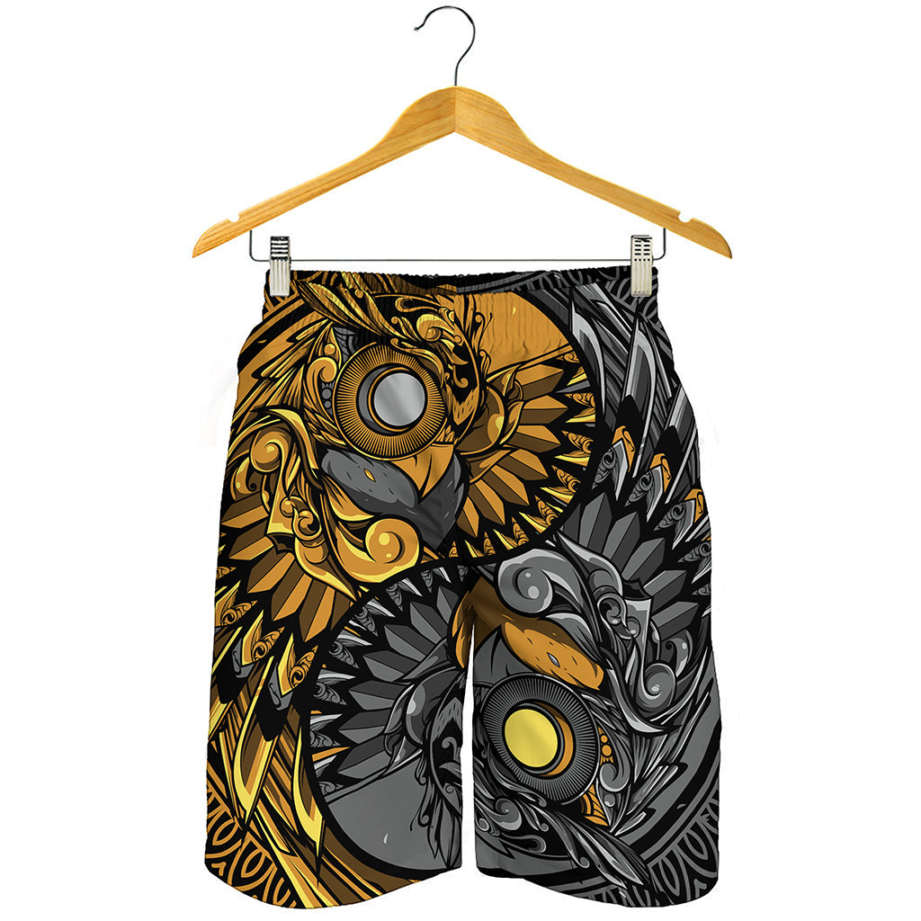 Yin Yang Owl Print Men's Shorts
