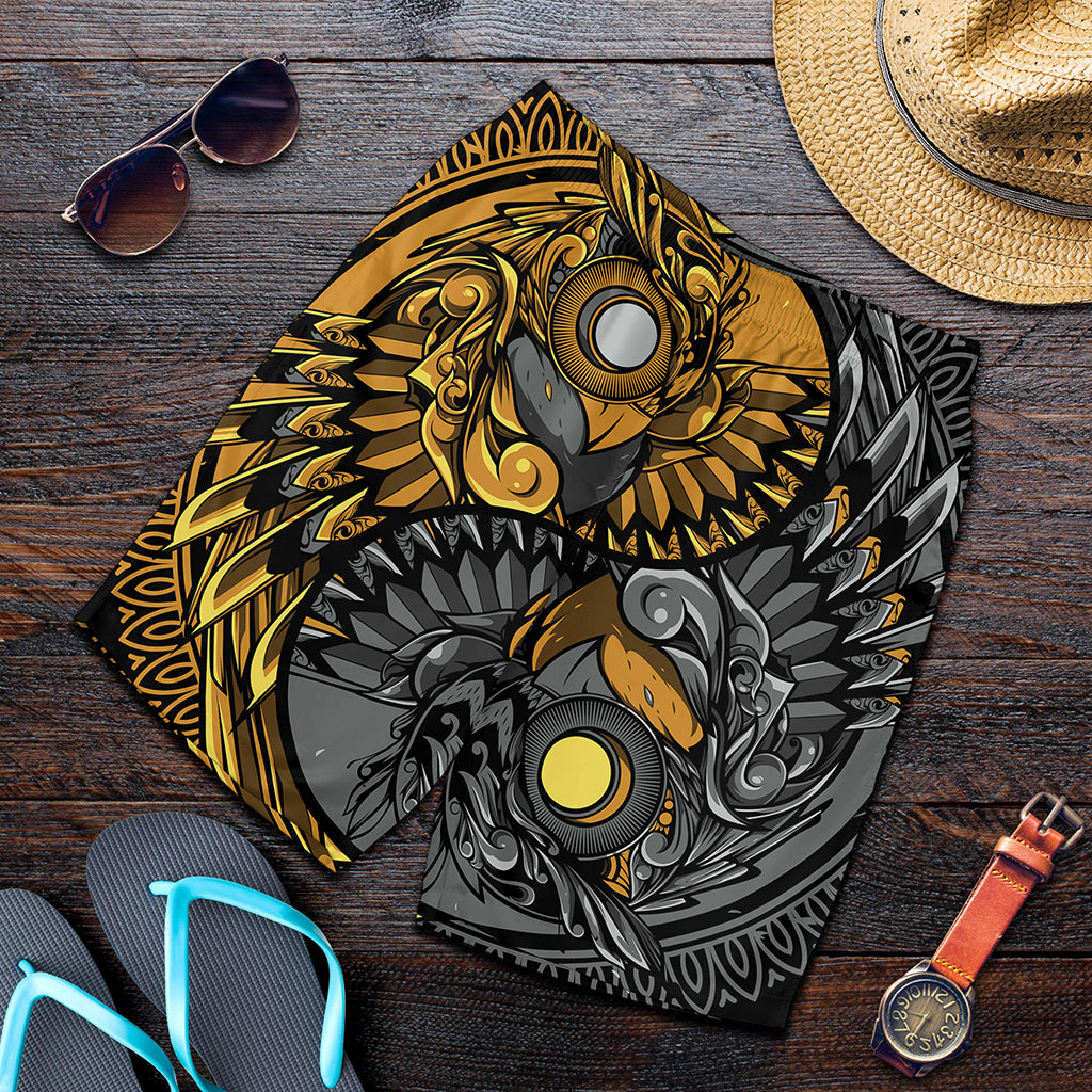 Yin Yang Owl Print Men's Shorts