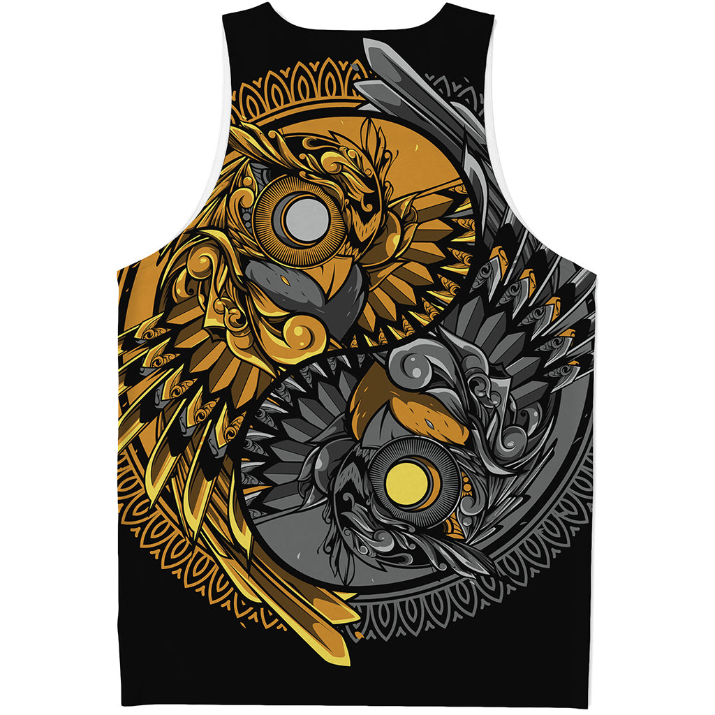 Yin Yang Owl Print Men's Tank Top