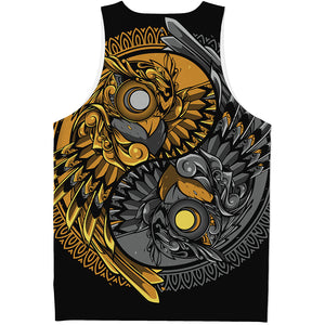 Yin Yang Owl Print Men's Tank Top