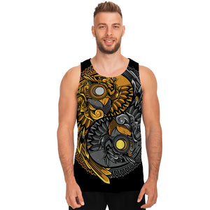 Yin Yang Owl Print Men's Tank Top