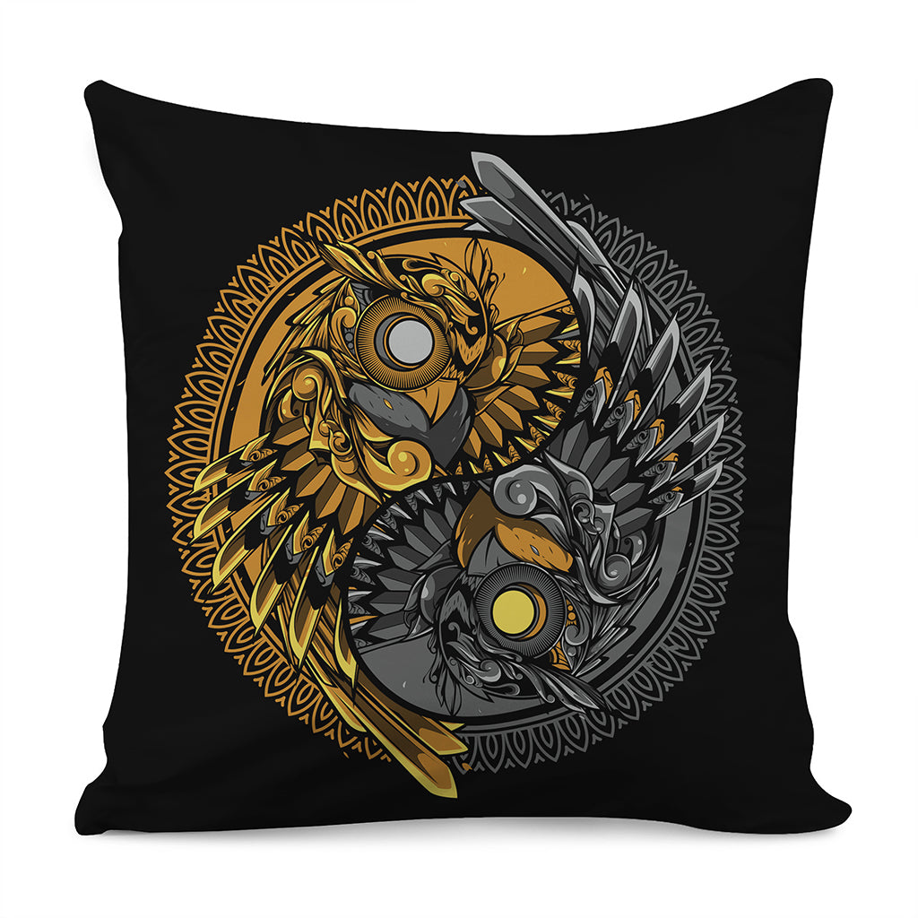Yin Yang Owl Print Pillow Cover