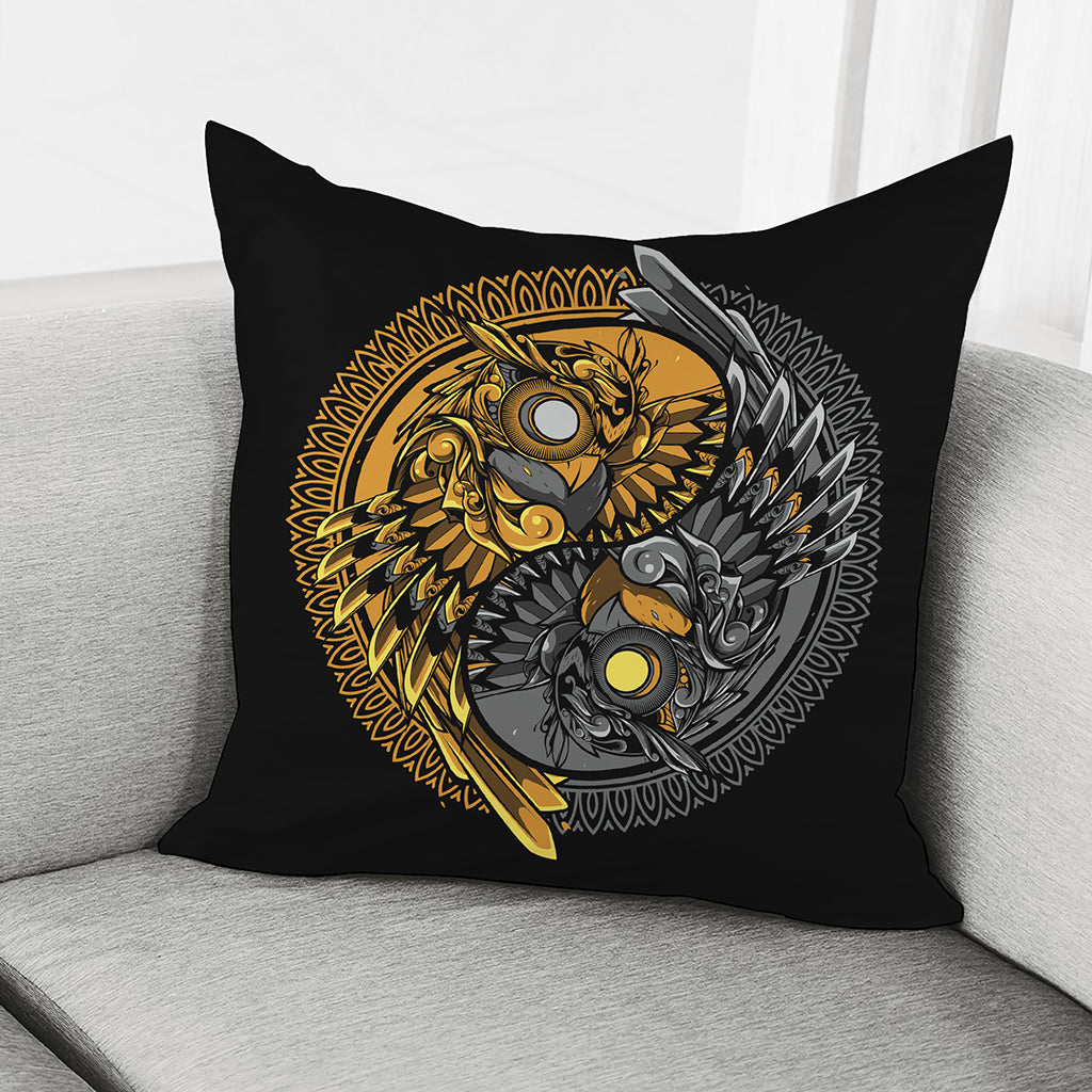 Yin Yang Owl Print Pillow Cover