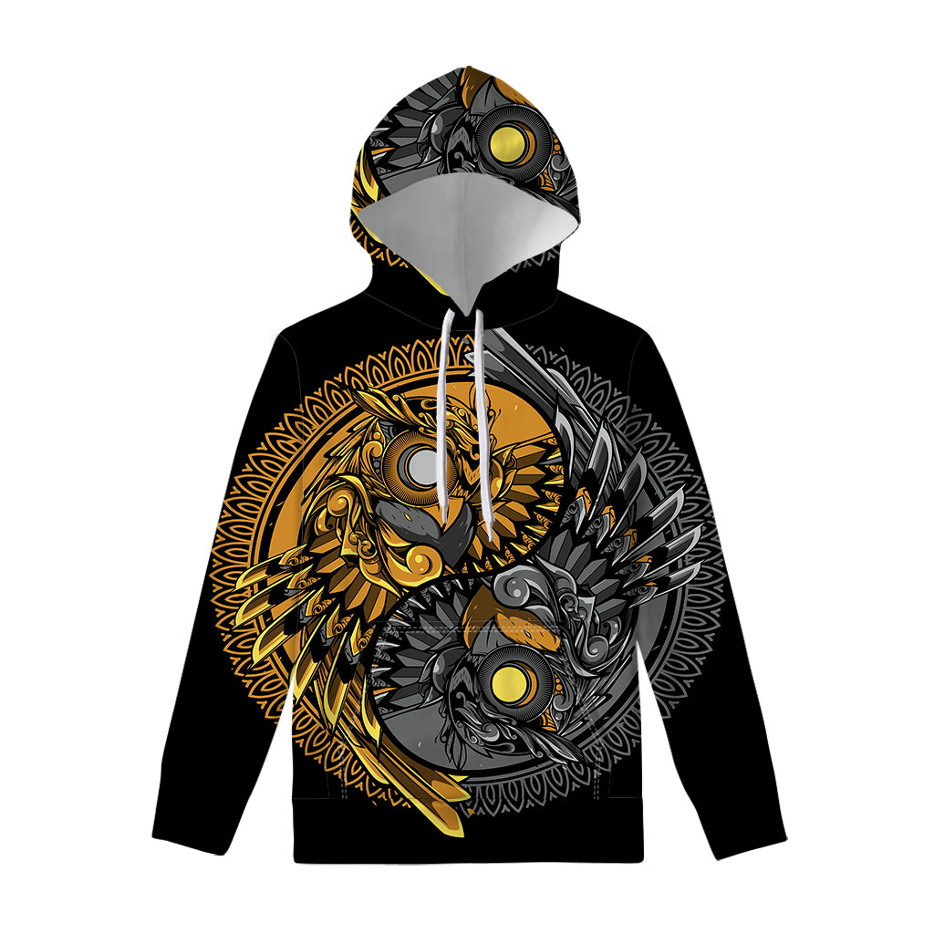 Yin Yang Owl Print Pullover Hoodie