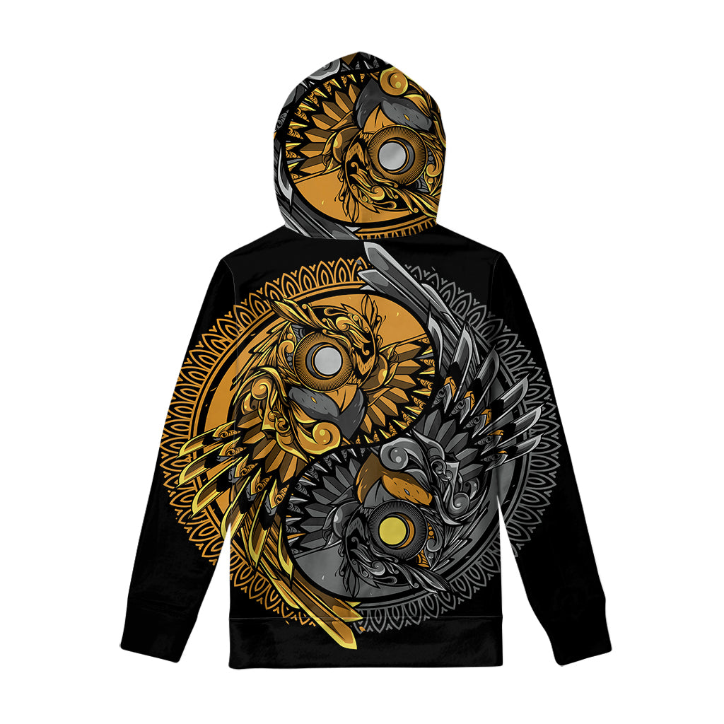 Yin Yang Owl Print Pullover Hoodie