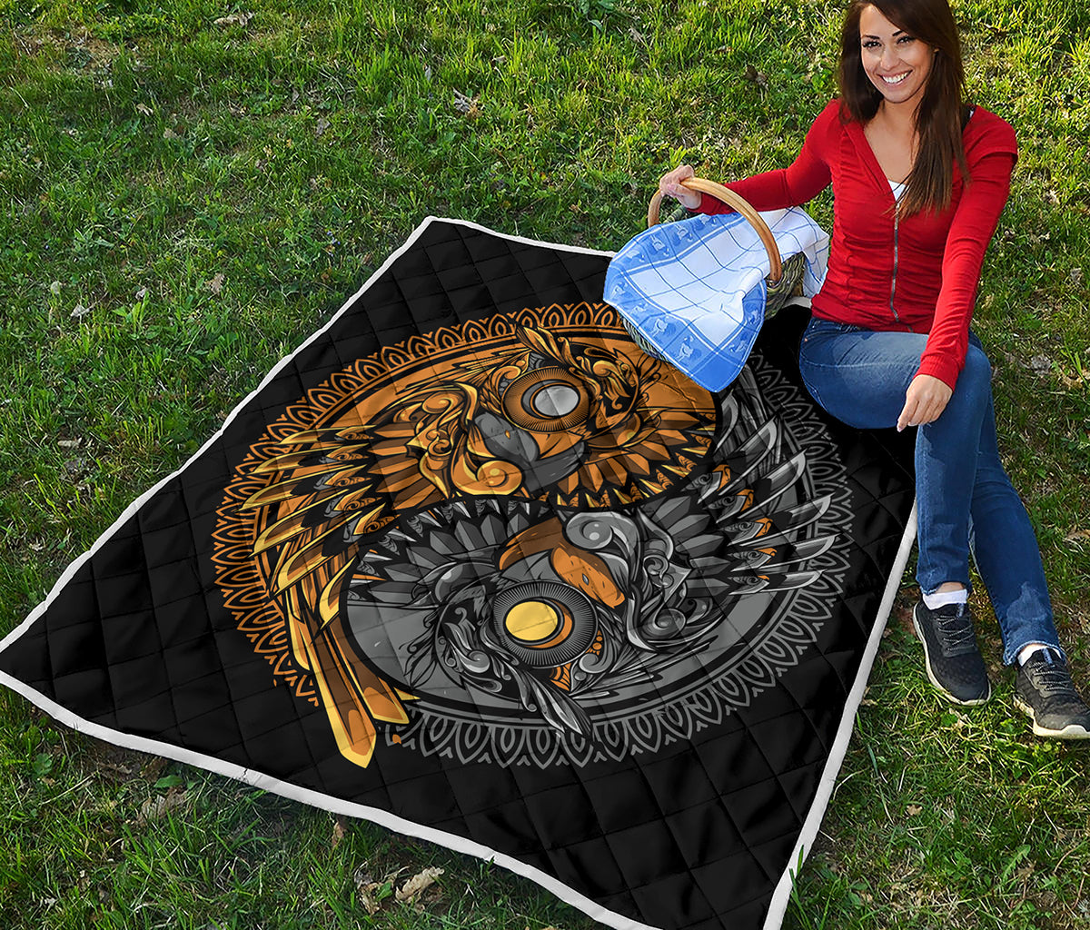 Yin Yang Owl Print Quilt