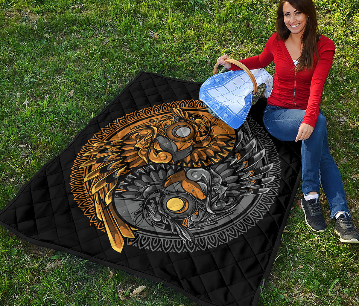 Yin Yang Owl Print Quilt
