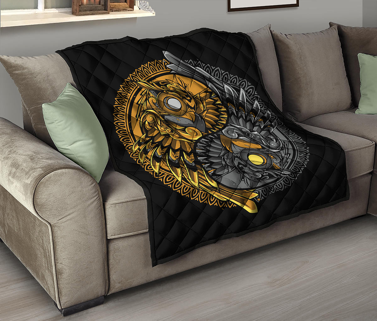 Yin Yang Owl Print Quilt