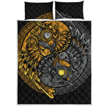 Yin Yang Owl Print Quilt Bed Set