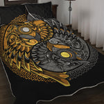 Yin Yang Owl Print Quilt Bed Set