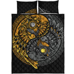 Yin Yang Owl Print Quilt Bed Set