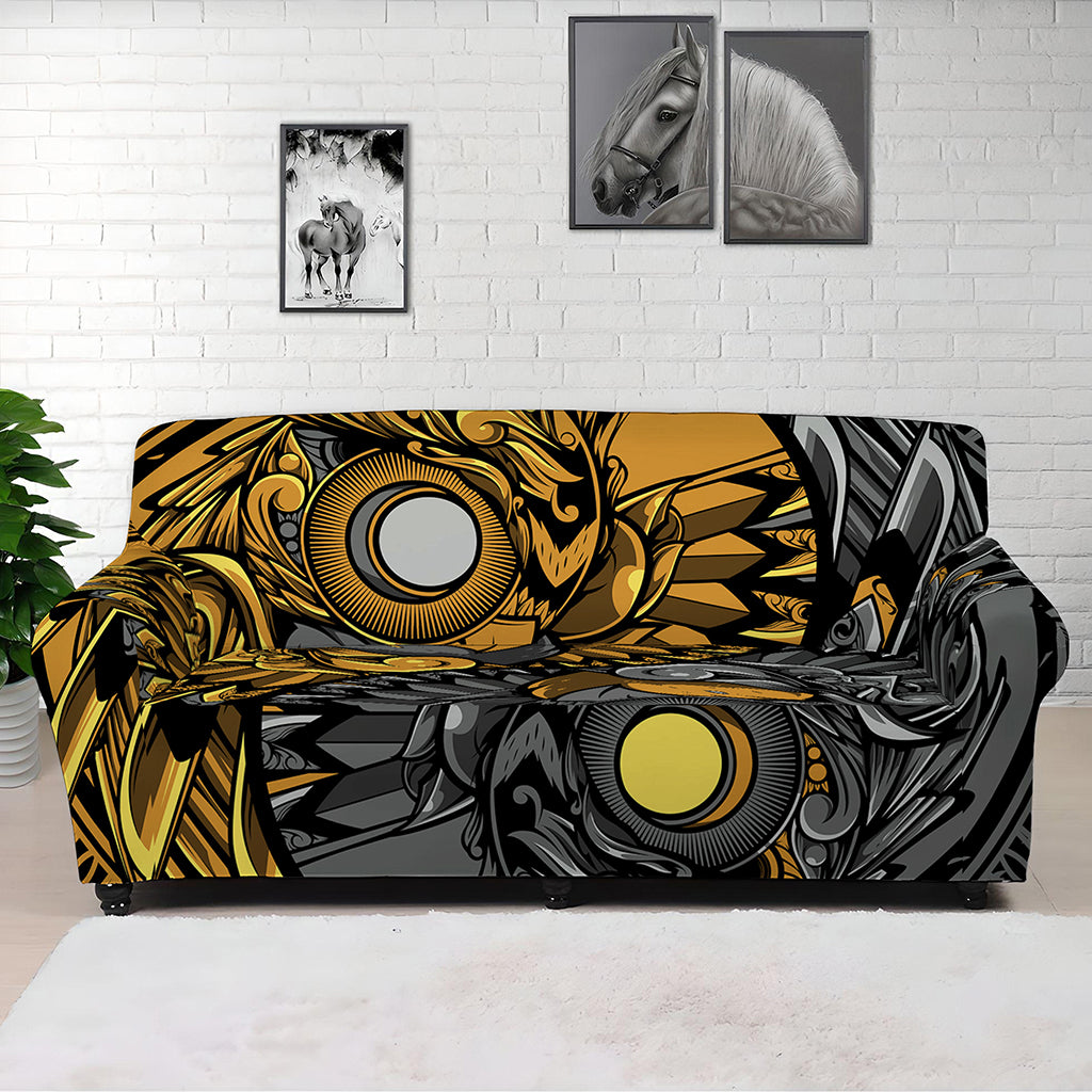 Yin Yang Owl Print Sofa Cover