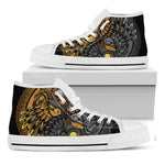 Yin Yang Owl Print White High Top Shoes