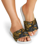 Yin Yang Owl Print White Slide Sandals