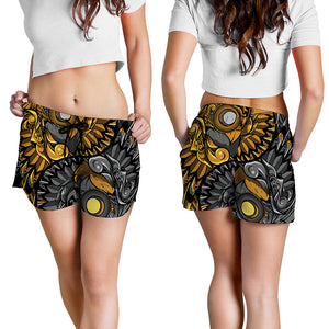 Yin Yang Owl Print Women's Shorts