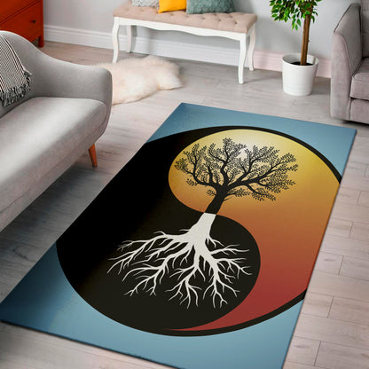 Yin Yang Tree Of Life Print Area Rug