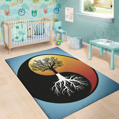 Yin Yang Tree Of Life Print Area Rug