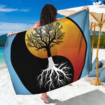 Yin Yang Tree Of Life Print Beach Sarong Wrap