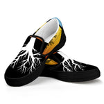 Yin Yang Tree Of Life Print Black Slip On Shoes