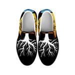 Yin Yang Tree Of Life Print Black Slip On Shoes