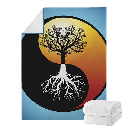 Yin Yang Tree Of Life Print Blanket