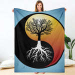 Yin Yang Tree Of Life Print Blanket
