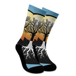 Yin Yang Tree Of Life Print Crew Socks