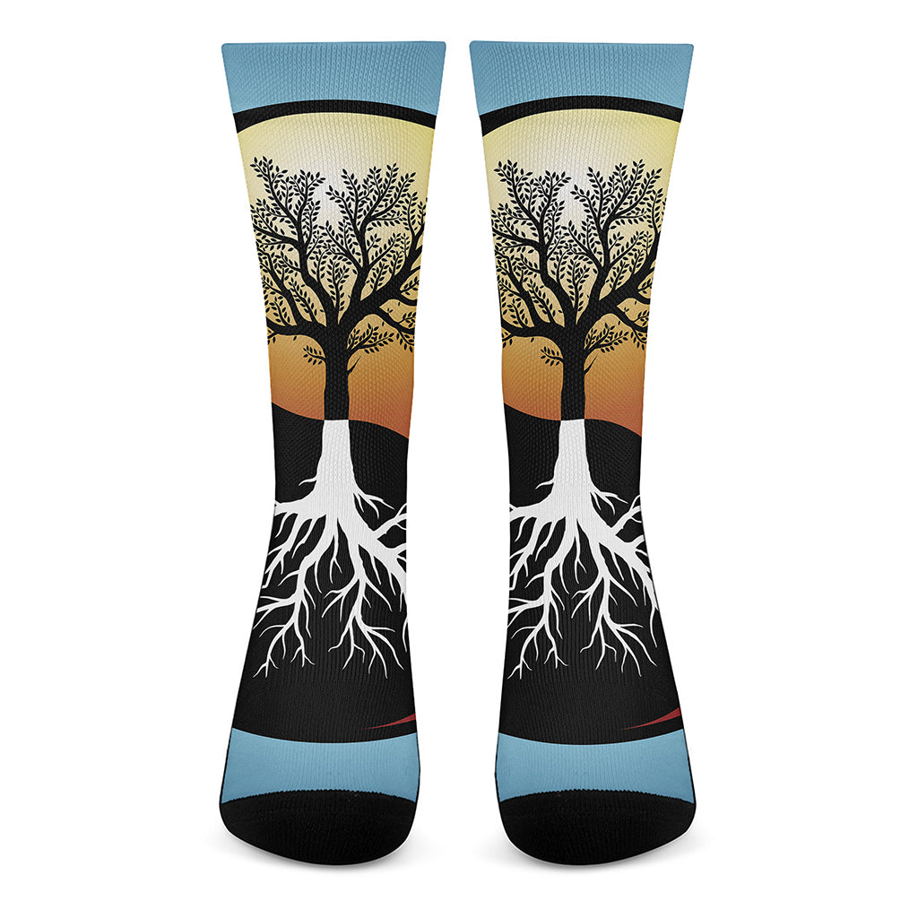 Yin Yang Tree Of Life Print Crew Socks