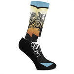 Yin Yang Tree Of Life Print Crew Socks