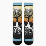 Yin Yang Tree Of Life Print Crew Socks