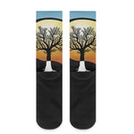 Yin Yang Tree Of Life Print Crew Socks
