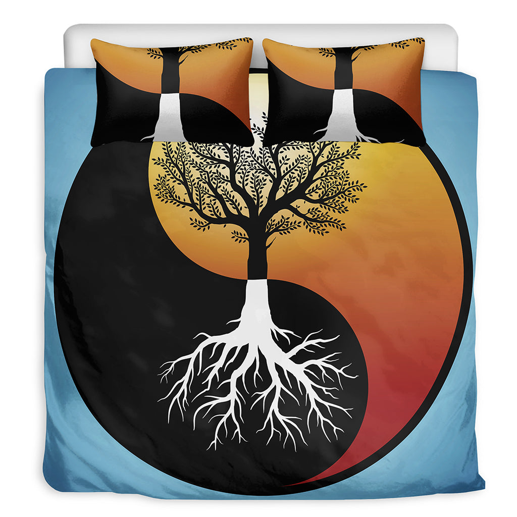 Yin Yang Tree Of Life Print Duvet Cover Bedding Set