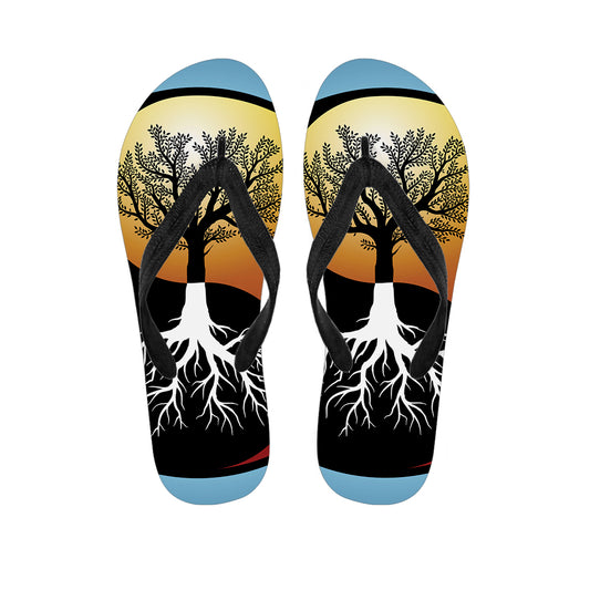 Yin Yang Tree Of Life Print Flip Flops