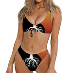 Yin Yang Tree Of Life Print Front Bow Tie Bikini